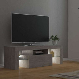 Berkfield Modern Tv Cabinet With Led Lights Concrete Grey 120X35X40 Cm - thumbnail 9