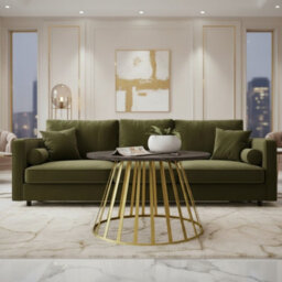 Mokod Modern Coffee Table With Elegant Gold Metal Frame And Black Pietra Grigia - thumbnail 1