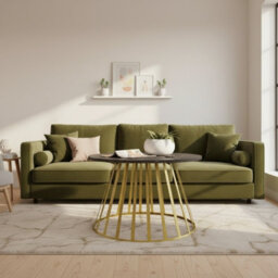 Mokod Modern Coffee Table With Elegant Gold Metal Frame And Black Pietra Grigia - thumbnail 2