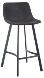 Lamboro Antico Kitchen Bar Stool, Single, Faux Leather Seat, Metal Leg Fixed Height Stool With Footrest, Breakfast Bar Stool, Black - thumbnail 1