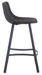Lamboro Antico Kitchen Bar Stool, Single, Faux Leather Seat, Metal Leg Fixed Height Stool With Footrest, Breakfast Bar Stool, Black - thumbnail 5