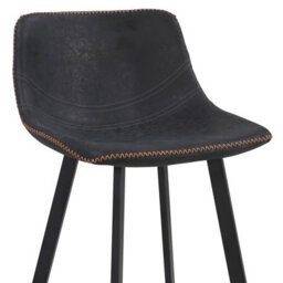 Lamboro Antico Kitchen Bar Stool, Single, Faux Leather Seat, Metal Leg Fixed Height Stool With Footrest, Breakfast Bar Stool, Black - thumbnail 8