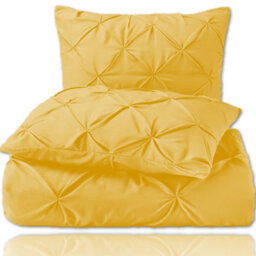 TheWhiteWater Limited Pintuck Duvet Cover Set + Matching Pillowcases, Hand Stitches Quilt Bedding Set - Ochre - thumbnail 5