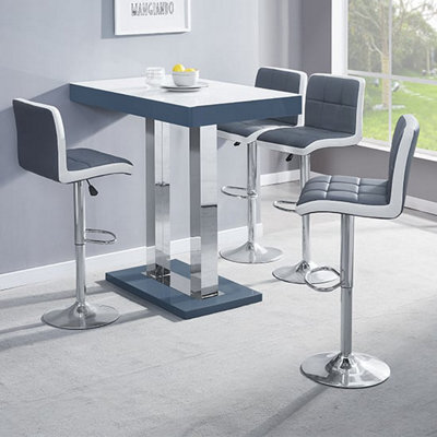 Furniture in Fashion Caprice White Grey Gloss Bar Table 4 Copez Grey White Stools - image 1