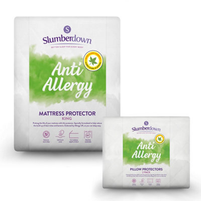 Slumberdown Anti Allergy Pillow Protector Quilted Cotton Cover Envelope Closure Machine Washable Reduces Dust Mites, 1 Pack - image 1