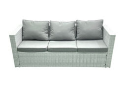 Fimous Garden Outdoor Furniture Set 6 Seater Rattan Sofa Set 2 Big Stools Armchair 2 Side Tables Light Grey - thumbnail 3