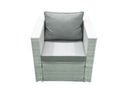 Fimous Garden Outdoor Furniture Set 6 Seater Rattan Sofa Set 2 Big Stools Armchair 2 Side Tables Light Grey - thumbnail 5