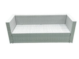 Fimous Garden Outdoor Furniture Set 6 Seater Rattan Sofa Set 2 Big Stools Armchair 2 Side Tables Light Grey - thumbnail 4