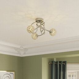 GoodHome Mantus Spiral Glass & Metal Chrome Effect 3 Lamp Led Ceiling Light - thumbnail 1