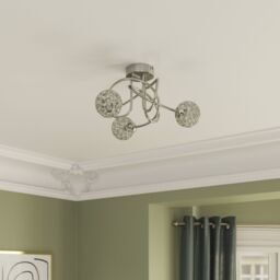 GoodHome Mantus Spiral Glass & Metal Chrome Effect 3 Lamp Led Ceiling Light - thumbnail 5