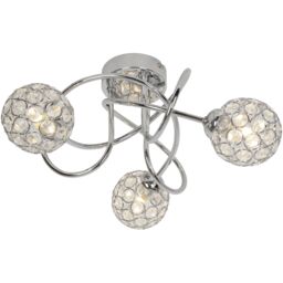 GoodHome Mantus Spiral Glass & Metal Chrome Effect 3 Lamp Led Ceiling Light - thumbnail 3