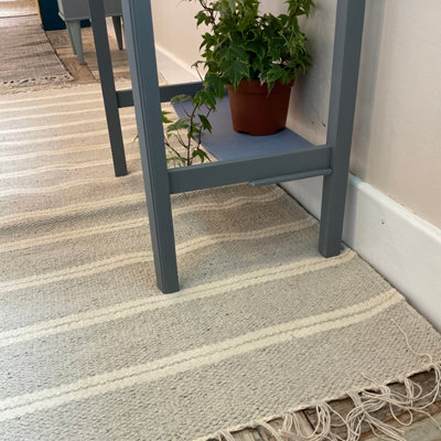 Second Nature Online Varca Grey Rug Striped Design Cotton And Jute Yarn / 70 Cm X 130 Cm - image 1