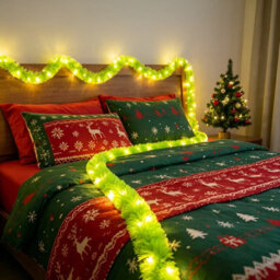 Amorly Christmas Led Wreath String Lights 5.7M 40Led Battery Powered Green Decorative Ribbon Lights For Christmas Party Balcony Window - thumbnail 4