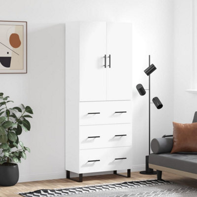 Berkfield Highboard White 69.5X34X180 Cm Engineered Wood - image 1
