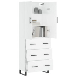 Berkfield Highboard White 69.5X34X180 Cm Engineered Wood - thumbnail 3