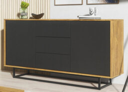 Sideboard 140Cm Sideboard Cabinet Cupboard Tv Stand Living Room Oak&black - thumbnail 4
