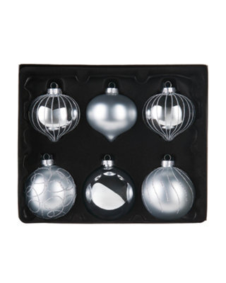 WeRChristmas Silver Glass Christmas Baubles, 6 Pack, 10 Cm - image 1