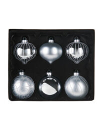 WeRChristmas Silver Glass Christmas Baubles, 6 Pack, 10 Cm - thumbnail 1