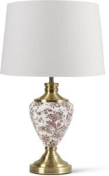 Lighting Supermarket Hepburn Antique Table Lamp With Red Gold Linen Shade Printed Ceramic Effect 58Cm - thumbnail 2