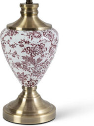 Lighting Supermarket Hepburn Antique Table Lamp With Red Gold Linen Shade Printed Ceramic Effect 58Cm - thumbnail 4
