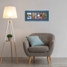 AK Frames 50X20Cm Navy Blue Modern Multi Photo Frame With Blue Mount - Holds 4 Apertures (4X) 6X4 Photos - thumbnail 3