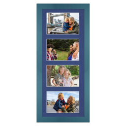 AK Frames 50X20Cm Navy Blue Modern Multi Photo Frame With Blue Mount - Holds 4 Apertures (4X) 6X4 Photos - thumbnail 1