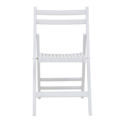 Premier Housewares Interiors By Premier Wood White Finish Folding Chair, Space-Saver Camping Chair, Easy Foldable Wood Chair, Easy To Clean Chair - image 1
