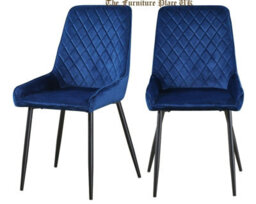 Seconique Avery Blue Velvet Dining Chair X2 Velvet Fabric Priced Per Pair