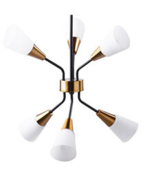 Wyld And Coco Pendant Lamp Gold And White - Industrial Bell Shades With Long Adjustable Cord - thumbnail 3