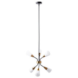 Wyld And Coco Pendant Lamp Gold And White - Industrial Bell Shades With Long Adjustable Cord - thumbnail 1
