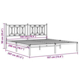 Berkfield Metal Bed Frame Without Mattress With Headboard White 180X200Cm - thumbnail 8