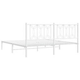 Berkfield Metal Bed Frame Without Mattress With Headboard White 180X200Cm - thumbnail 6