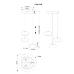Luminosa Lighting Luminosa Quintara Cluster Pendant Ceiling Light Nickel Matt Opal Glass Shade 3X Led 3000K - thumbnail 5
