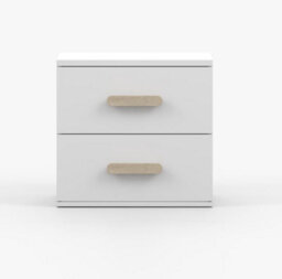 Arte Natural White Bedside Table H510mm W550mm D440mm - Oak Sonoma Handles For Warm Kids' Spaces - thumbnail 2