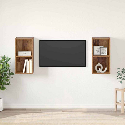 Berkfield Wall Tv Cabinet 2 Pcs Old Wood 37 X 37 X 72 Cm Engineered Wood - image 1
