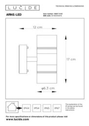 Lucide Arne Led Outdoor Up & Down Wall Light Satin Chrome - thumbnail 5