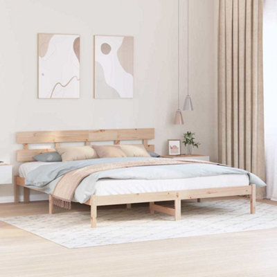 Berkfield Pine Wood Bed Frame Natural Wood Solid Pine Wood 180 X 200 Cm - image 1