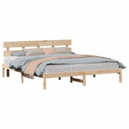 Berkfield Pine Wood Bed Frame Natural Wood Solid Pine Wood 180 X 200 Cm - thumbnail 3