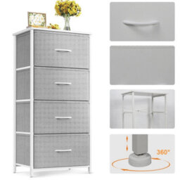 4 Drawer Fabric Chest Of Drawers Bedroom Dresser Storage Cabinet Organizer Unit - thumbnail 4