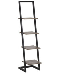 Beliani Black And Dark Wood-Effect Freestanding Bookcase With Metal Frame, Tall Shelving (W35 X D33 X H143Cm) - thumbnail 3