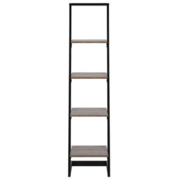 Beliani Black And Dark Wood-Effect Freestanding Bookcase With Metal Frame, Tall Shelving (W35 X D33 X H143Cm) - thumbnail 1
