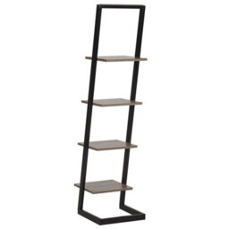 Beliani Black And Dark Wood-Effect Freestanding Bookcase With Metal Frame, Tall Shelving (W35 X D33 X H143Cm) - thumbnail 4