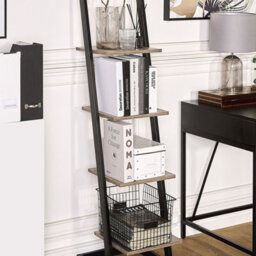 Beliani Black And Dark Wood-Effect Freestanding Bookcase With Metal Frame, Tall Shelving (W35 X D33 X H143Cm) - thumbnail 2