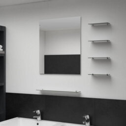 Berkfield Wall Mirror With 5 Shelves Silver 50X60 Cm