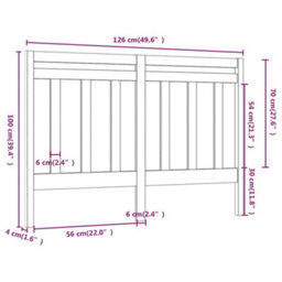 Berkfield Bed Headboard Honey Brown 126X4X100 Cm Solid Wood Pine - thumbnail 6
