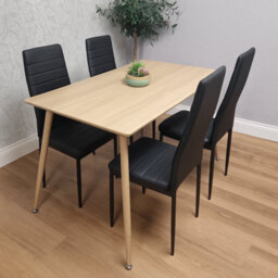 Kosy Koala Modern Wood Effect Dining Table Set With 4 Black Chairs Dining Room Furniture - thumbnail 1