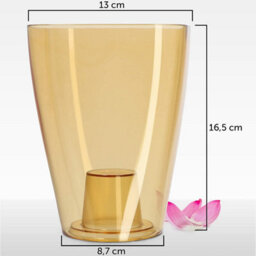 B2C Plant Orchid Pot Plastic  Gloss Oval Planter 12 Cm Honey Transparent Square - thumbnail 2