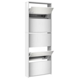 Vidaxl Shoe Cabinet With Mirror 5-Layer High Gloss White 63X17X169.5 Cm - thumbnail 4