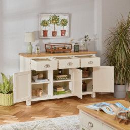The Furniture Market Cotswold Cream Painted 3 Door Large Sideboard - thumbnail 2