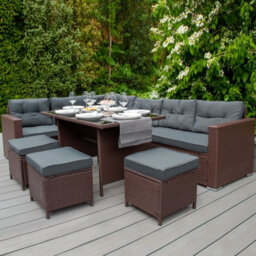 MonsterShop Jardi Rattan Corner Set 9 Seater Brown - thumbnail 2